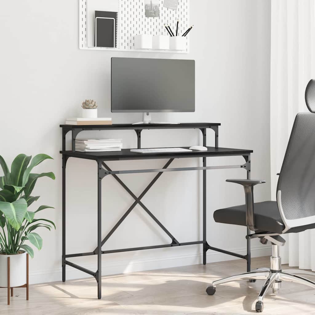 Desk Black Oak 100 x 50 x 90 cm Engineered Wood