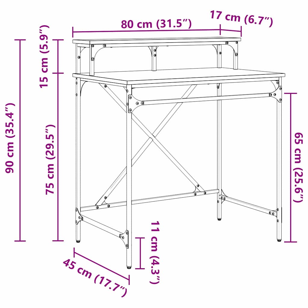 Desk Old Wood 80 x 50 x 90 cm Engineered Wood