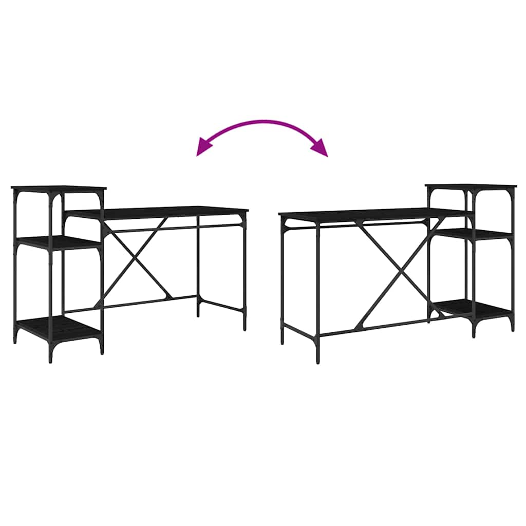 Desk Black Oak 135 x 50 x 90 cm Engineered Wood