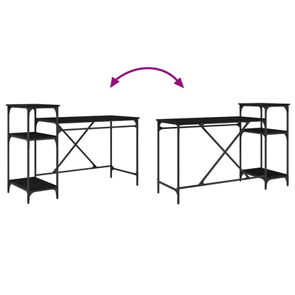 Desk Black Oak 135 x 50 x 90 cm Engineered Wood