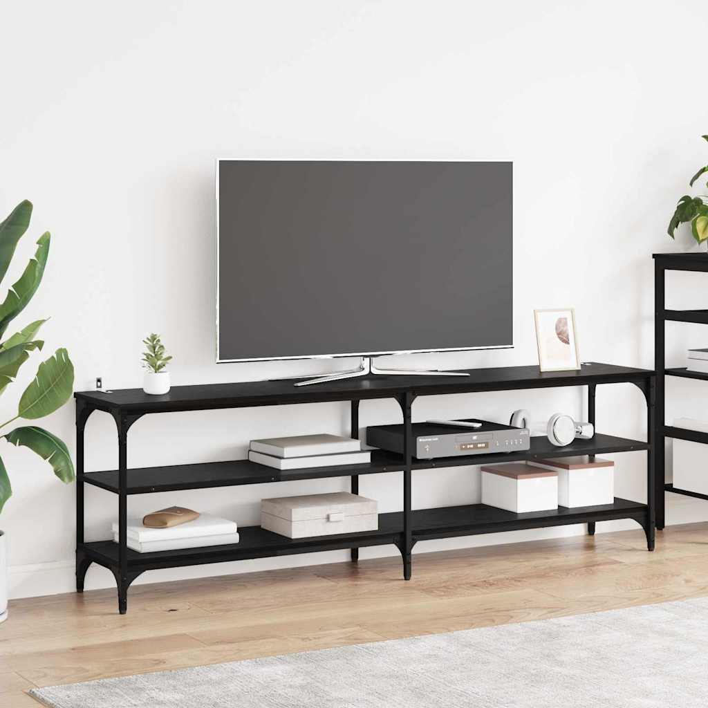 TV Cabinet Black Oak 160 x 30 x 50 cm Engineered Wood and Iron