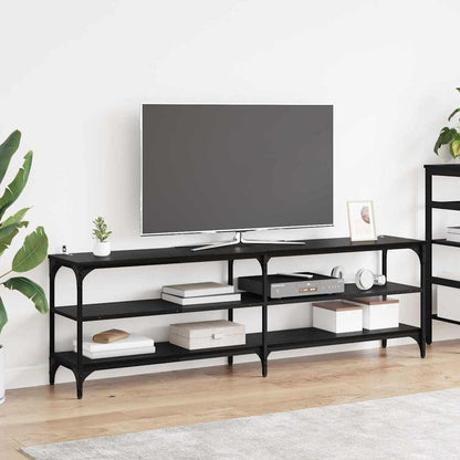 TV Cabinet Black Oak 160 x 30 x 50 cm Engineered Wood and Iron
