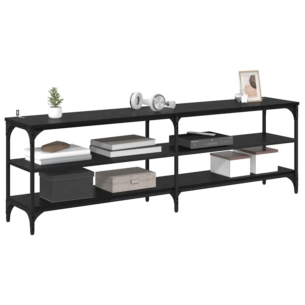 TV Cabinet Black Oak 160 x 30 x 50 cm Engineered Wood and Iron