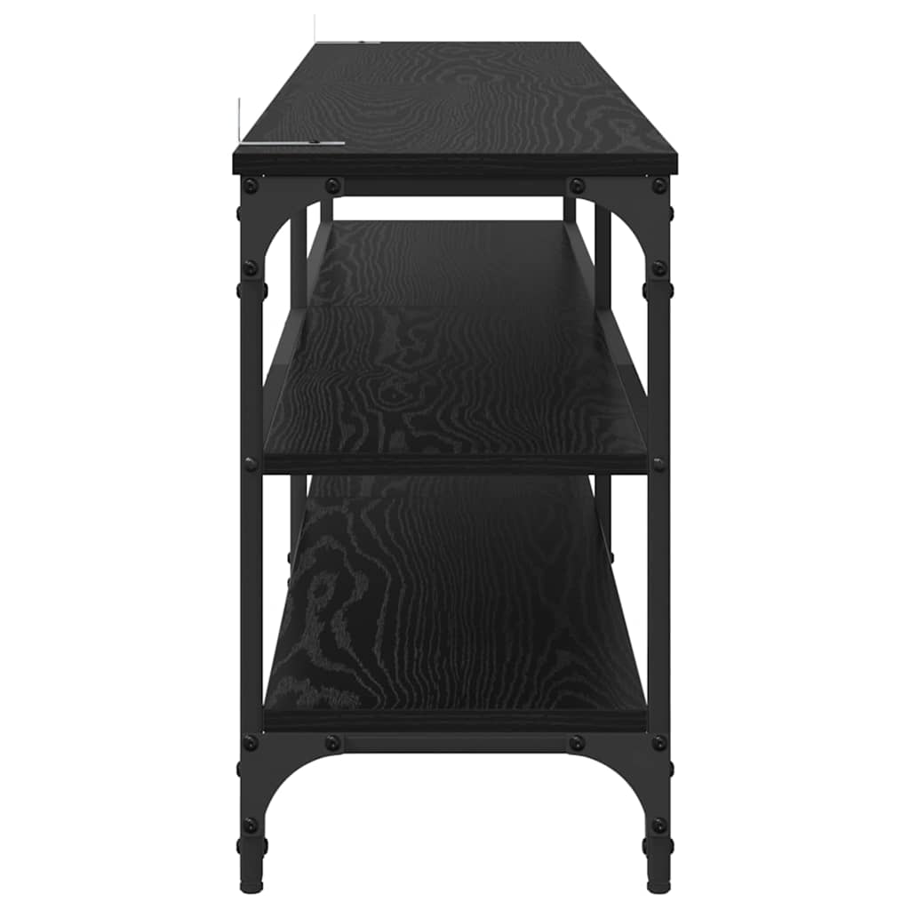 TV Cabinet Black Oak 160 x 30 x 50 cm Engineered Wood and Iron