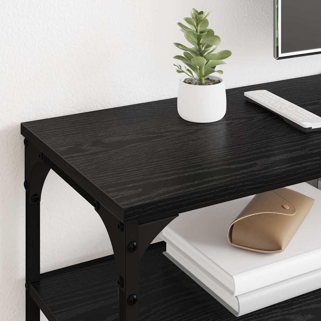 TV Cabinet Black Oak 200 x 30 x 50 cm Engineered Wood and Iron