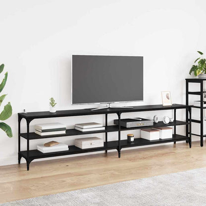 TV Cabinet Black Oak 200 x 30 x 50 cm Engineered Wood and Iron