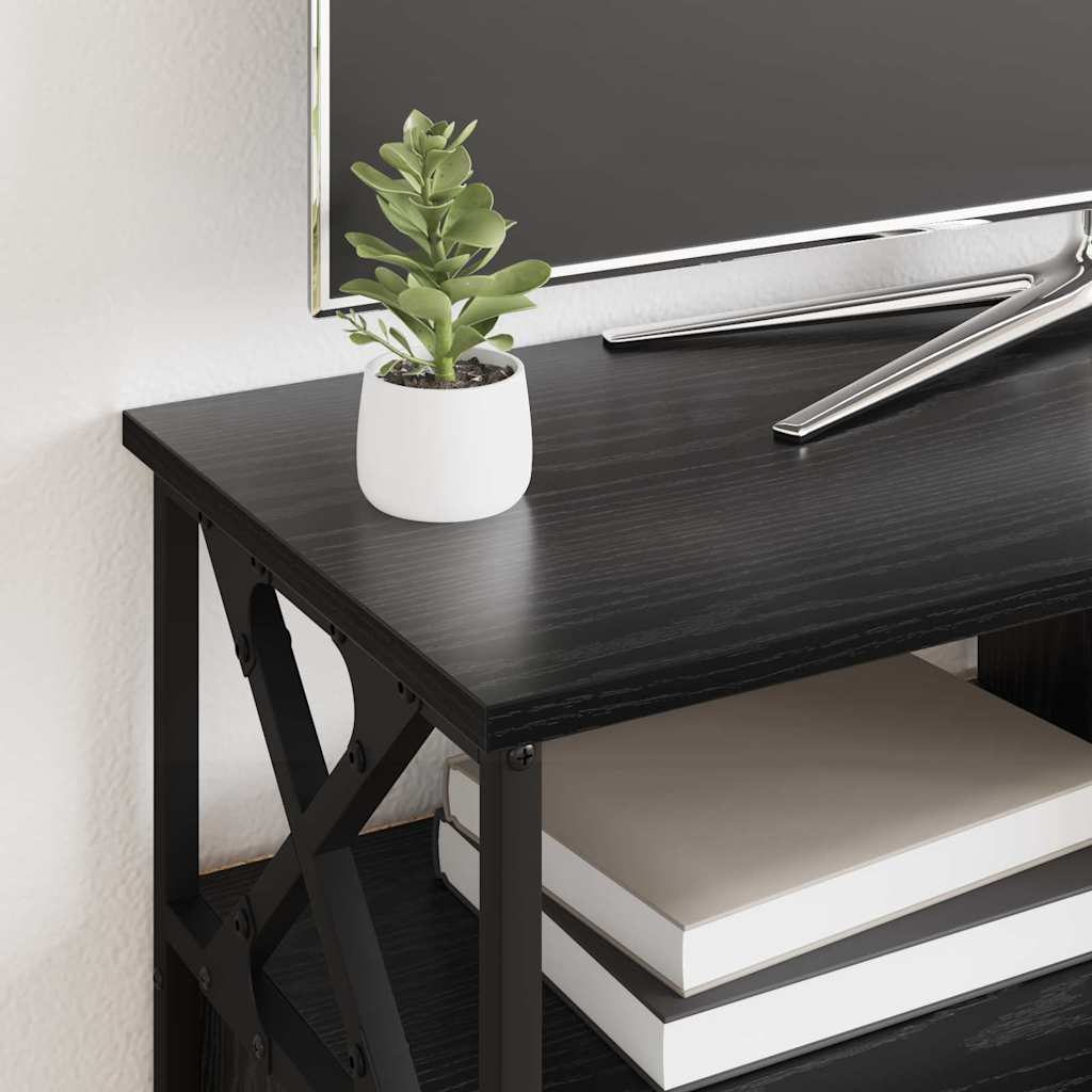 TV Cabinet Black Oak 90 x 33 x 45 cm Engineered Wood and Steel