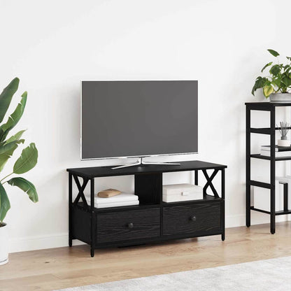 TV Cabinet Black Oak 90 x 33 x 45 cm Engineered Wood and Steel