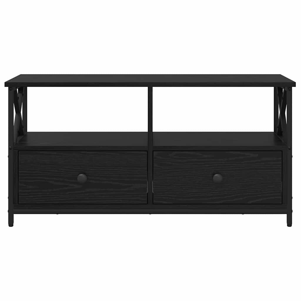 TV Cabinet Black Oak 90 x 33 x 45 cm Engineered Wood and Steel