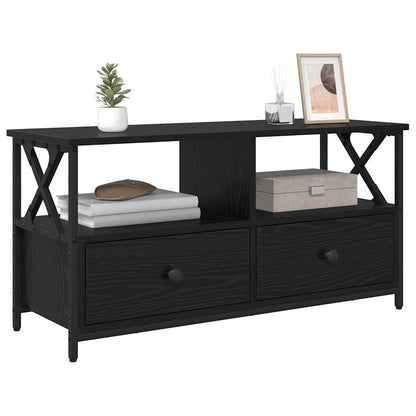 TV Cabinet Black Oak 90 x 33 x 45 cm Engineered Wood and Steel