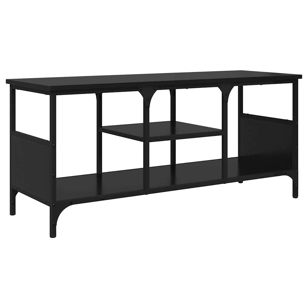 TV Cabinet Black Oak 100 x 35 x 45 cm Engineered Wood and Iron