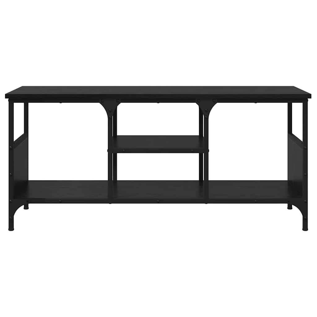 TV Cabinet Black Oak 100 x 35 x 45 cm Engineered Wood and Iron