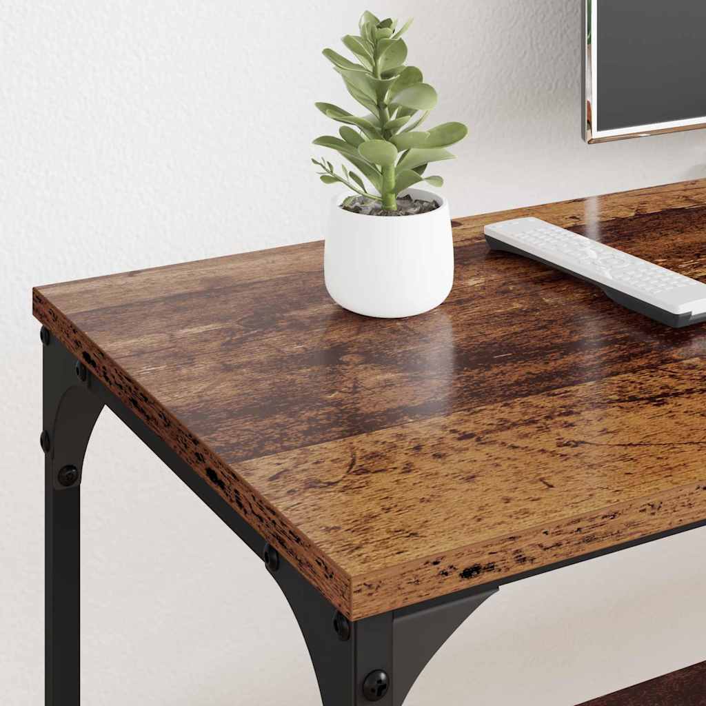 TV Cabinet Old Wood 201 x 35 x 45 cm Engineered Wood and Iron