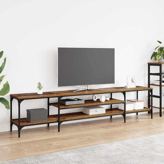 TV Cabinet Old Wood 201 x 35 x 45 cm Engineered Wood and Iron