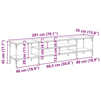 TV Cabinet Old Wood 201 x 35 x 45 cm Engineered Wood and Iron