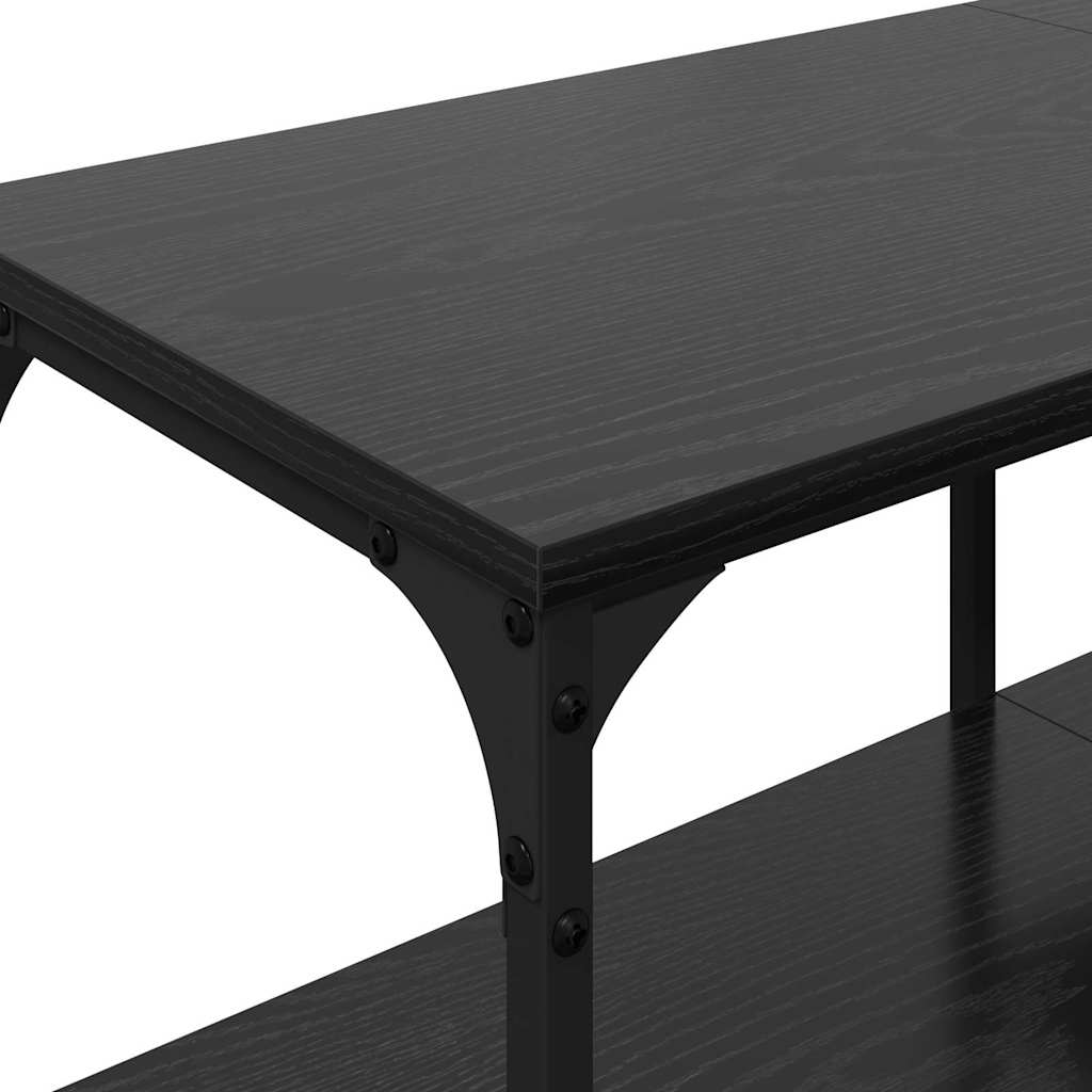 TV Cabinet Black Oak 201 x 35 x 45 cm Engineered Wood and Iron