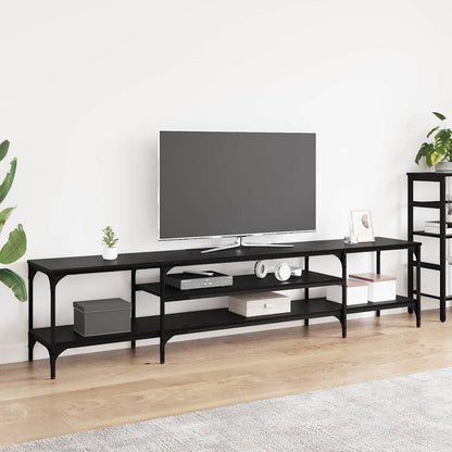 TV Cabinet Black Oak 201 x 35 x 45 cm Engineered Wood and Iron
