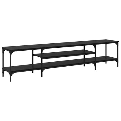 TV Cabinet Black Oak 201 x 35 x 45 cm Engineered Wood and Iron