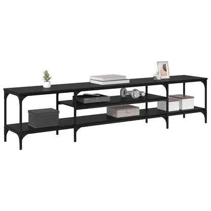 TV Cabinet Black Oak 201 x 35 x 45 cm Engineered Wood and Iron