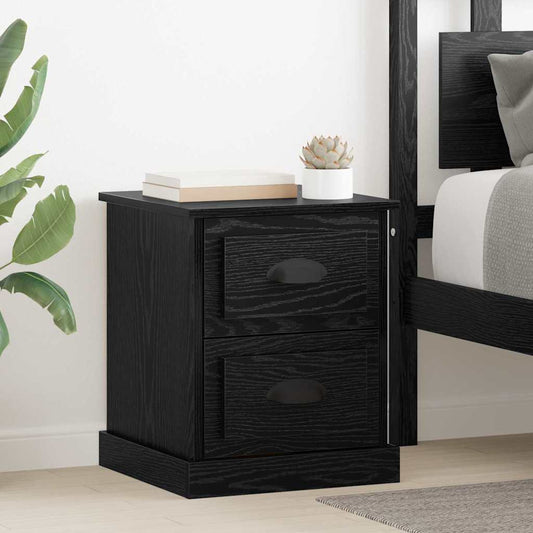 Bedside Cabinet with Drawer 2 pcs Black oak 39 x 39 x 47.5 cm