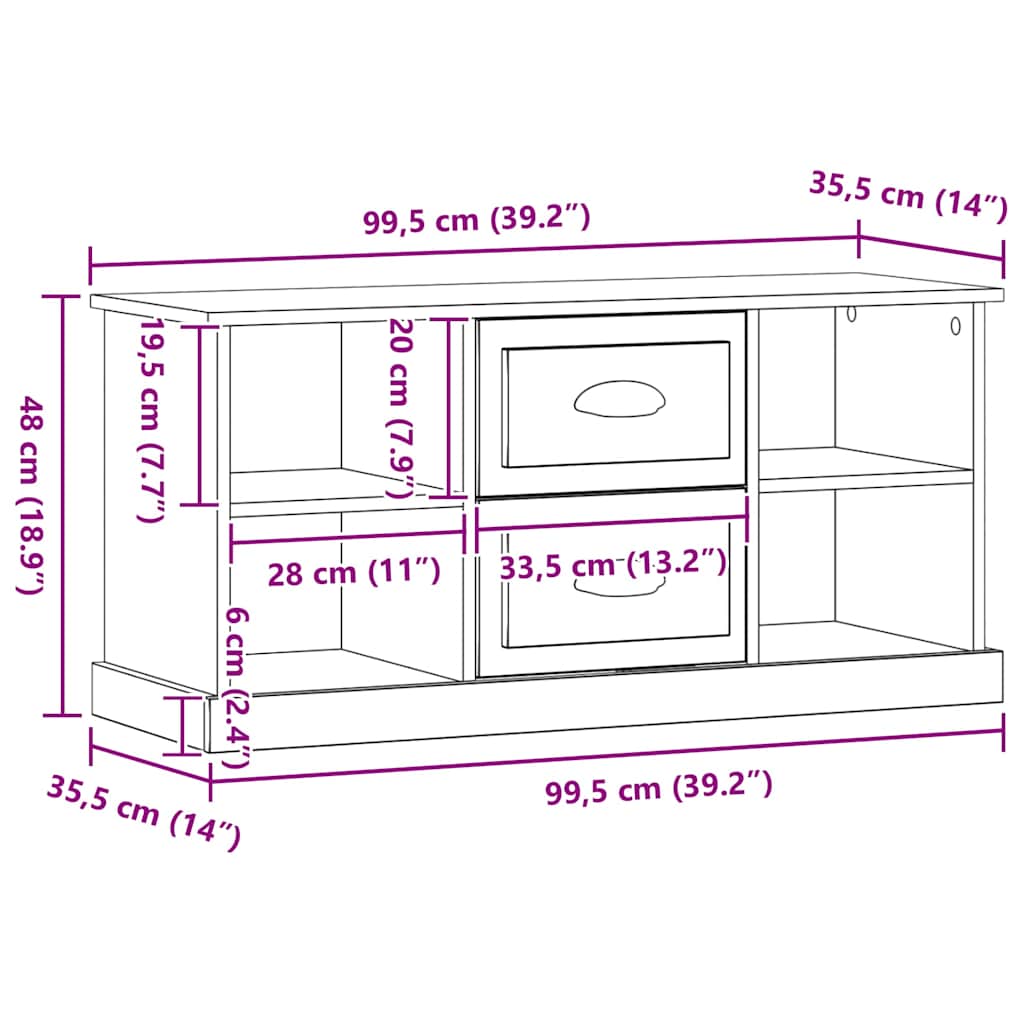 TV Cabinet Artisan Oak 99.5 x 35.5 x 48 cm Engineered Wood