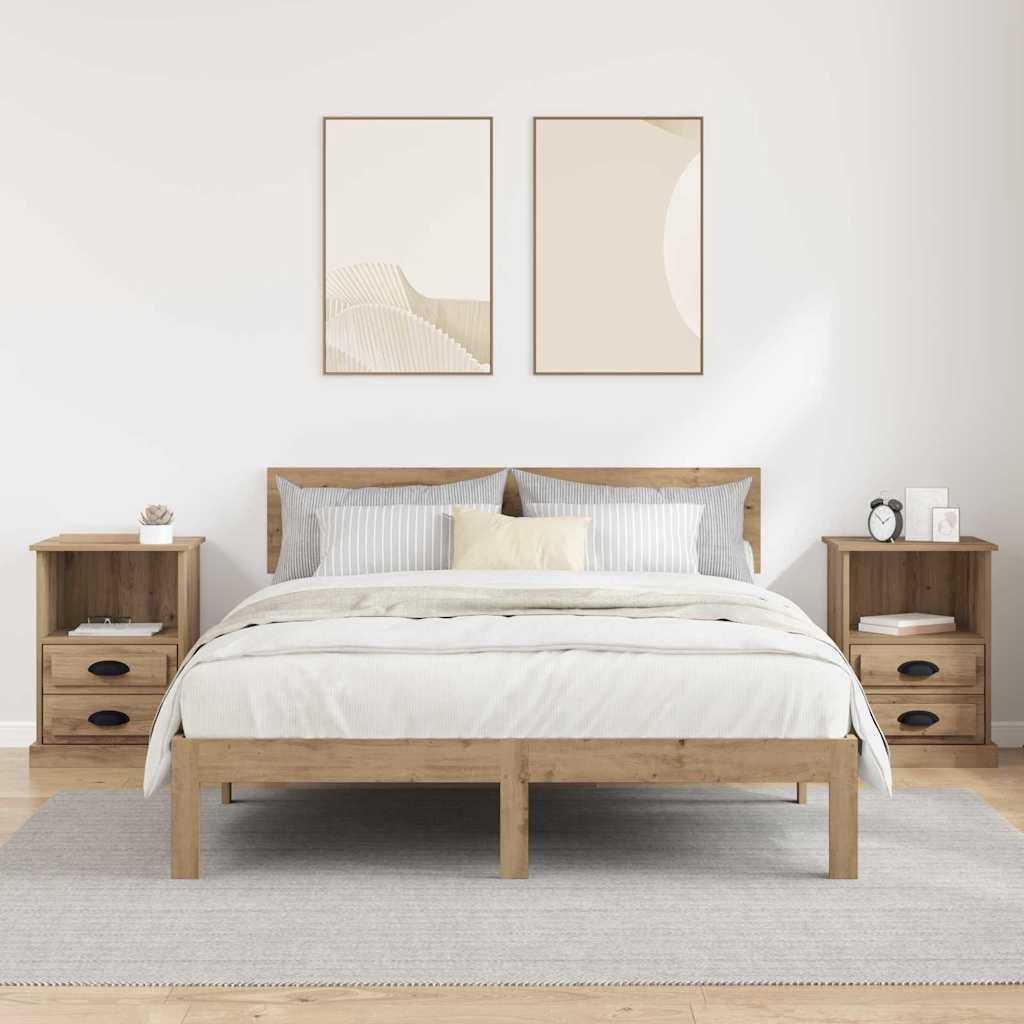 Bedside Cabinet with Drawer 2 pcs Artisan oak 43 x 36 x 60 cm