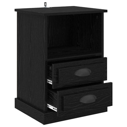 Bedside Cabinet Black oak 43 x 36 x 60 cm Engineered wood