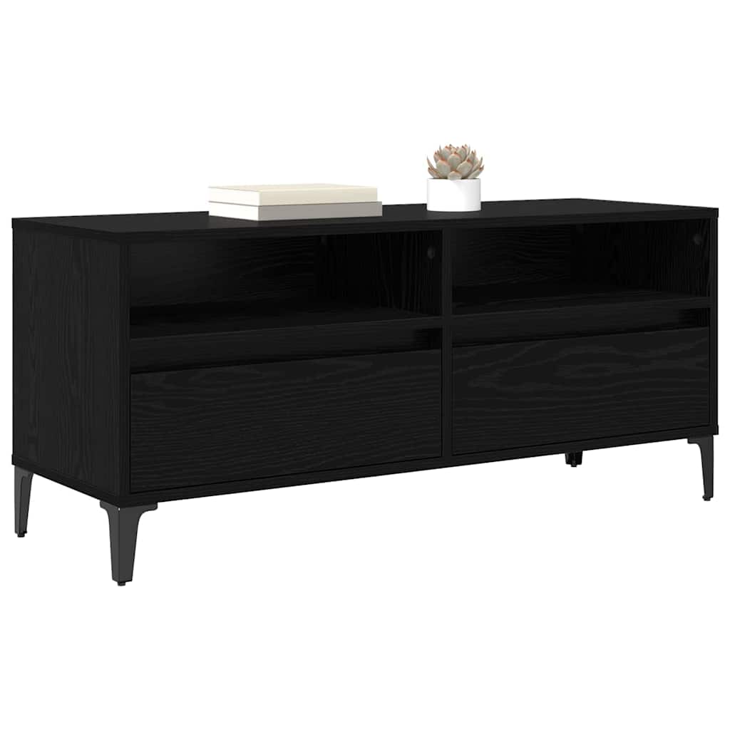 TV Cabinet with Drawer Black Oak 100 x 34.5 x 44.5 cm