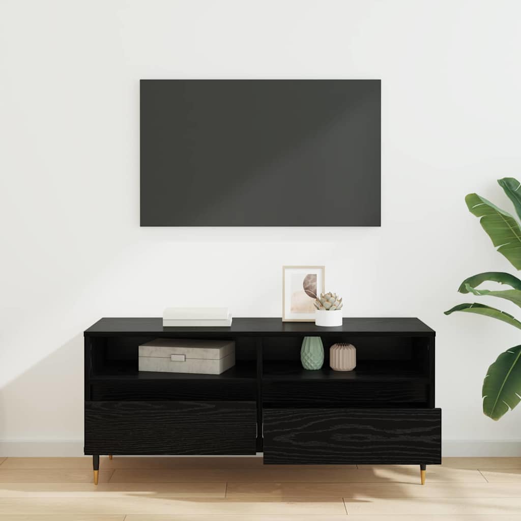 TV Cabinet with Drawer Black Oak 100 x 34.5 x 44.5 cm
