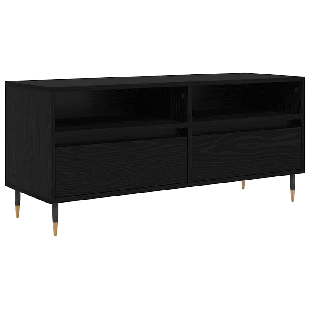 TV Cabinet with Drawer Black Oak 100 x 34.5 x 44.5 cm