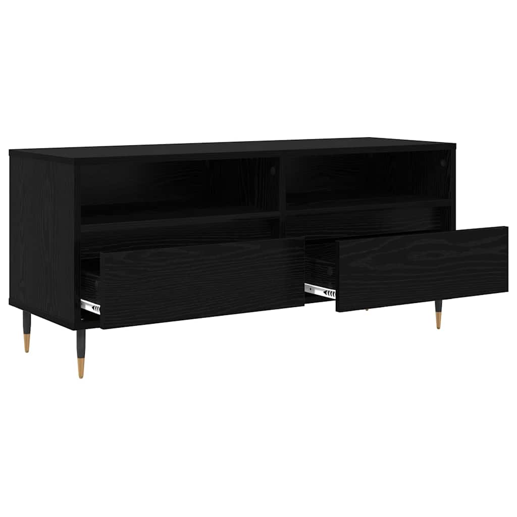 TV Cabinet with Drawer Black Oak 100 x 34.5 x 44.5 cm