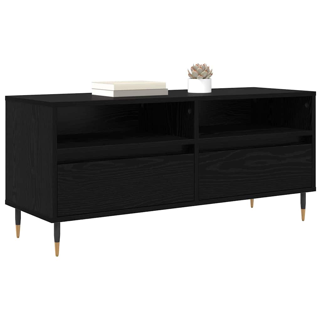 TV Cabinet with Drawer Black Oak 100 x 34.5 x 44.5 cm