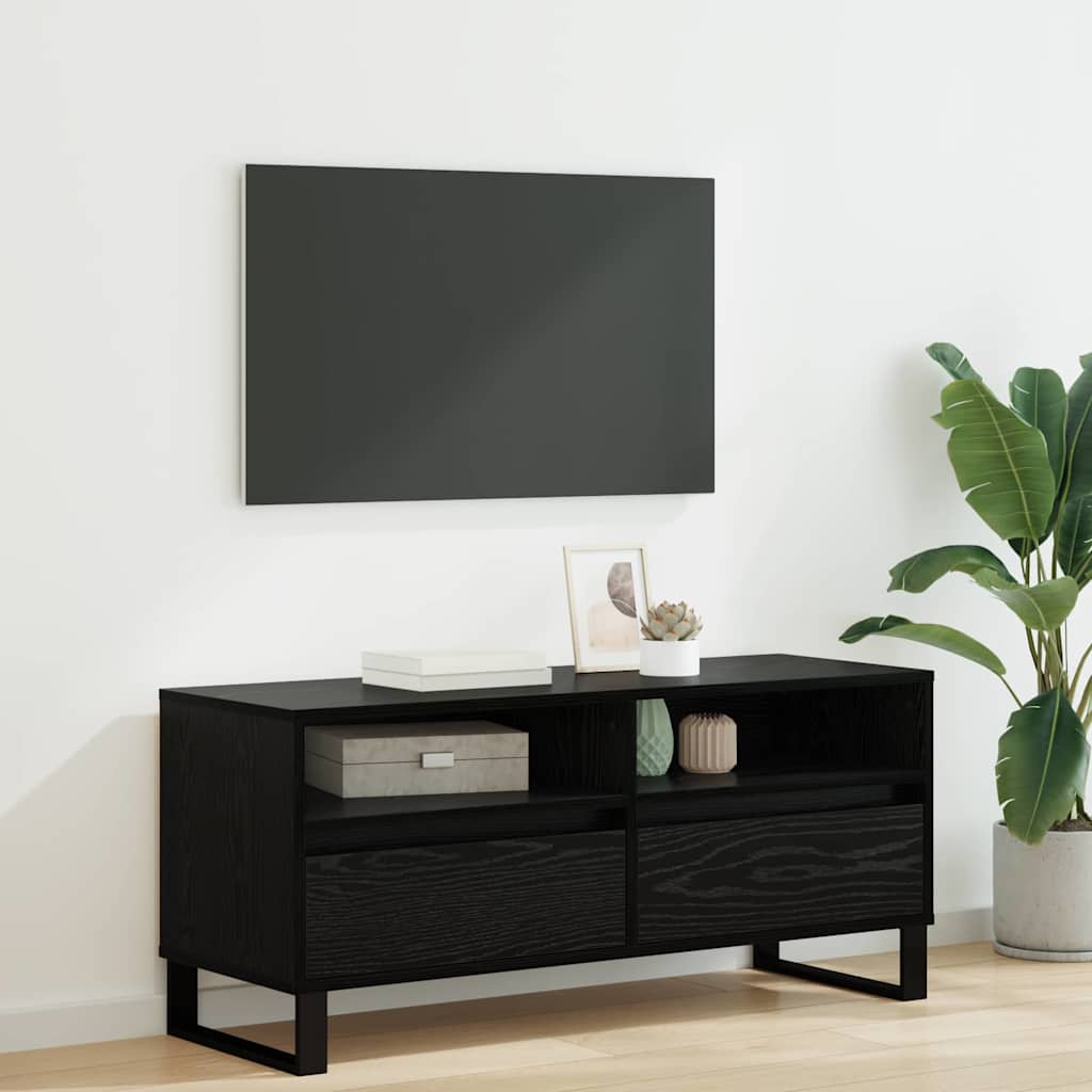 TV Cabinet with Drawer Black Oak 100 x 34.5 x 44.5 cm