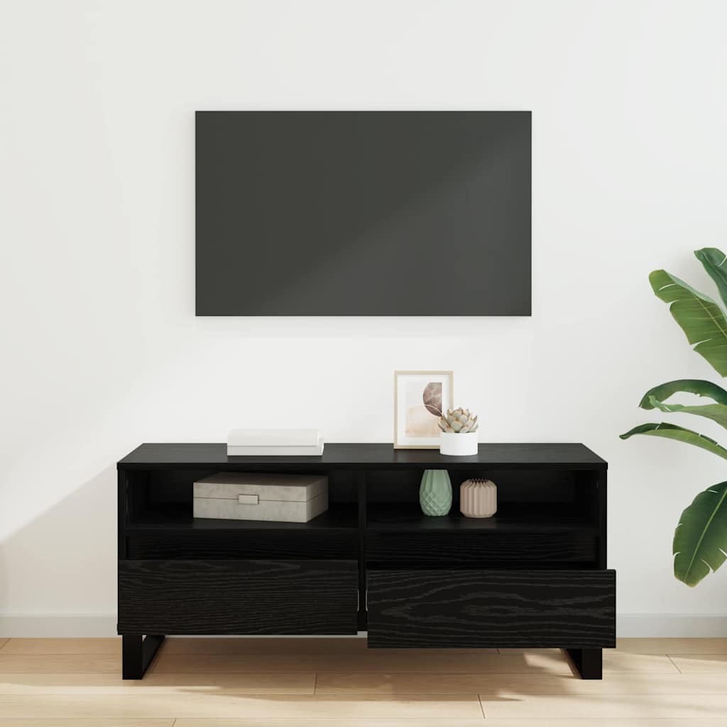 TV Cabinet with Drawer Black Oak 100 x 34.5 x 44.5 cm