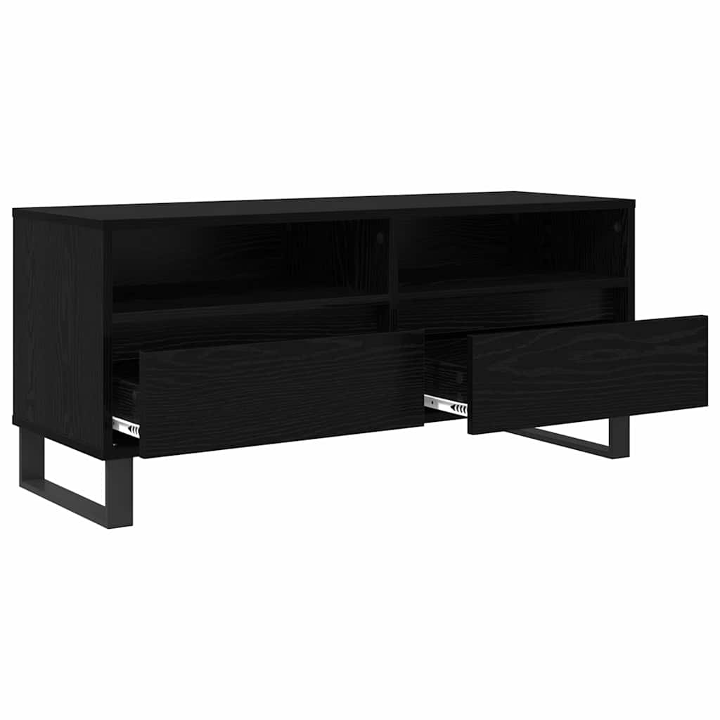 TV Cabinet with Drawer Black Oak 100 x 34.5 x 44.5 cm