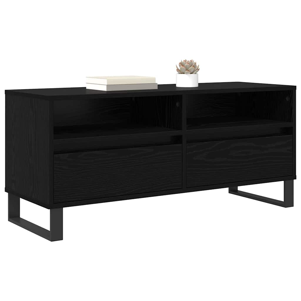 TV Cabinet with Drawer Black Oak 100 x 34.5 x 44.5 cm