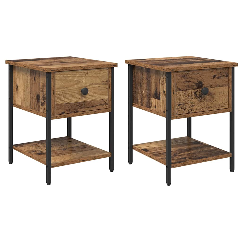 Bedside Table 2 pcs Old wood 34 x 35.5 x 45 cm Engineered Wood