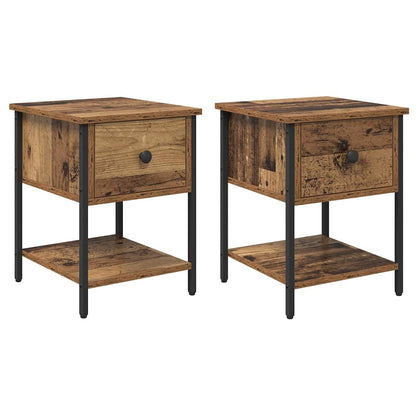 Bedside Table 2 pcs Old wood 34 x 35.5 x 45 cm Engineered Wood