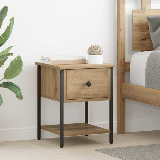 Bedside Table with Drawer 2 pcs Artisan oak 34 x 35.5 x 45 cm