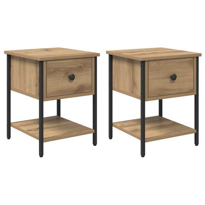 Bedside Table with Drawer 2 pcs Artisan oak 34 x 35.5 x 45 cm