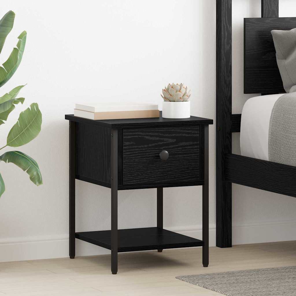 Bedside Table Black Oak 34 x 35.5 x 45 cm Engineered Wood