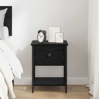 Bedside Table Black Oak 34 x 35.5 x 45 cm Engineered Wood