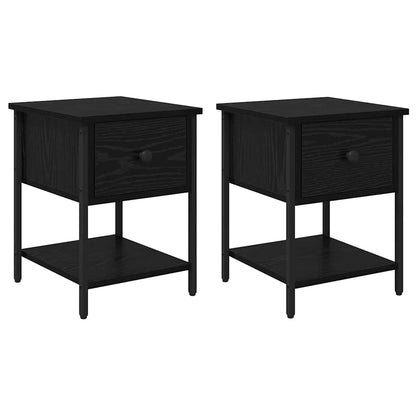 Bedside Table 2 pcs Black oak 34 x 35.5 x 45 cm Engineered Wood