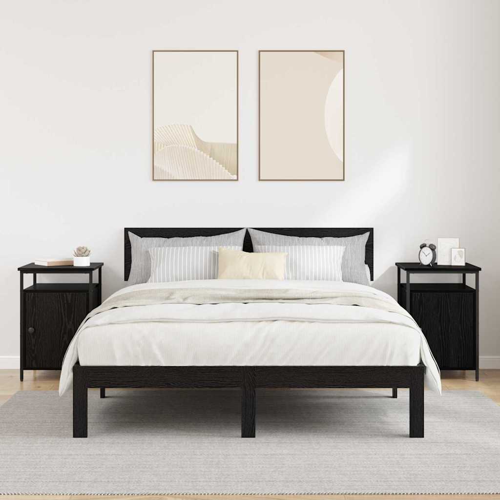 Bedside Cabinet 2 pcs Black oak 40 x 42 x 60cm Engineered Wood