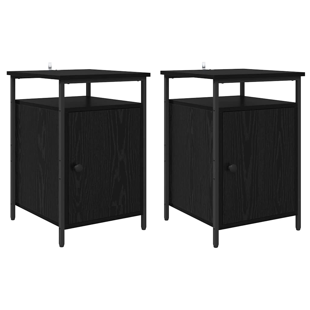 Bedside Cabinet 2 pcs Black oak 40 x 42 x 60cm Engineered Wood