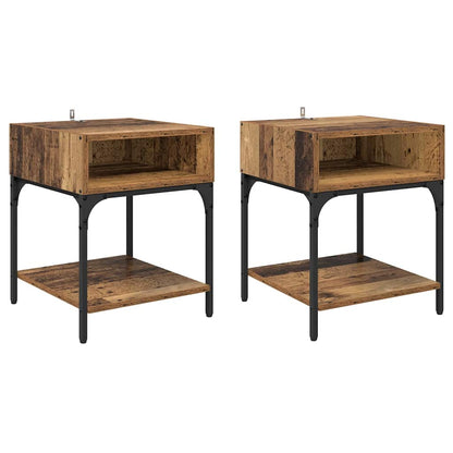 Bedside Table 2 pcs Old wood 40 x 40 x 50 cm Engineered wood