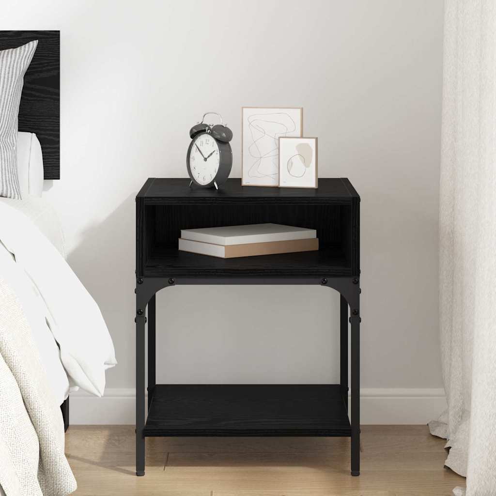 Bedside Table Black oak 40 x 40 x 50 cm Engineered wood