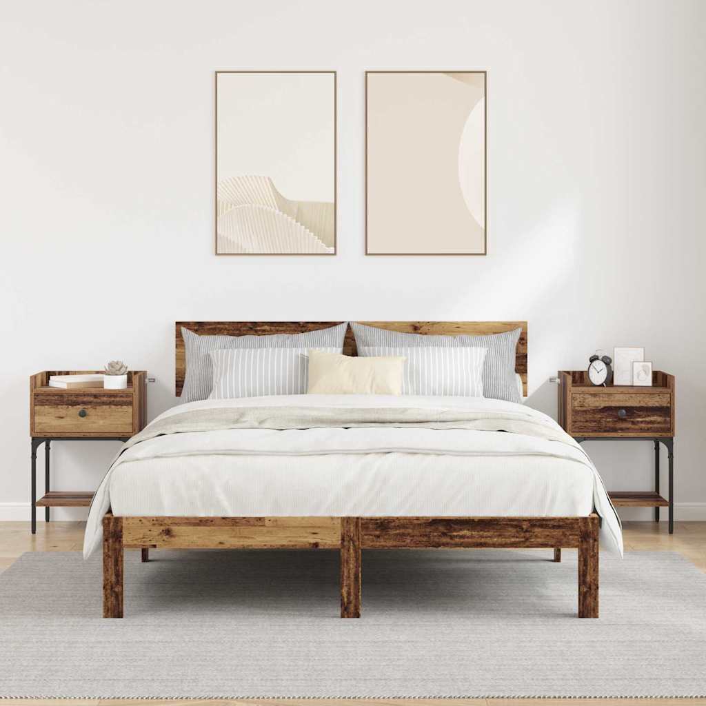 Bedside Table with Drawer Old wood Engineered wood