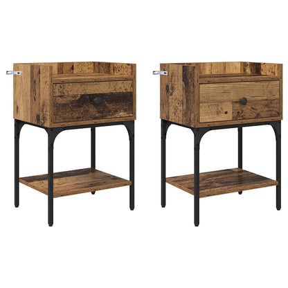 Bedside Table with Drawer Old wood Engineered wood