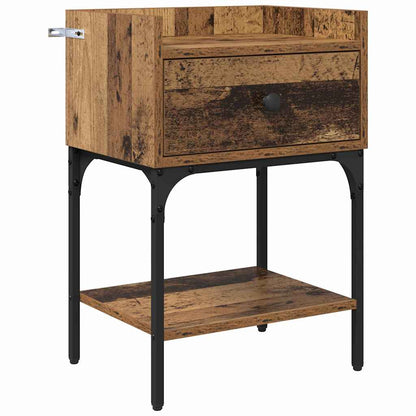 Bedside Table with Drawer Old wood Engineered wood
